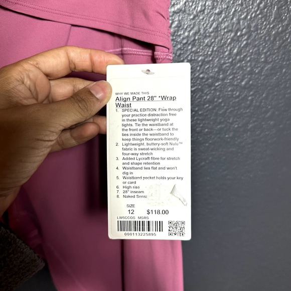 Lululemon Women's Align Wrap Waist Pant 28"  Moss Rose Size 12 NWT - Picture 9 of 9
